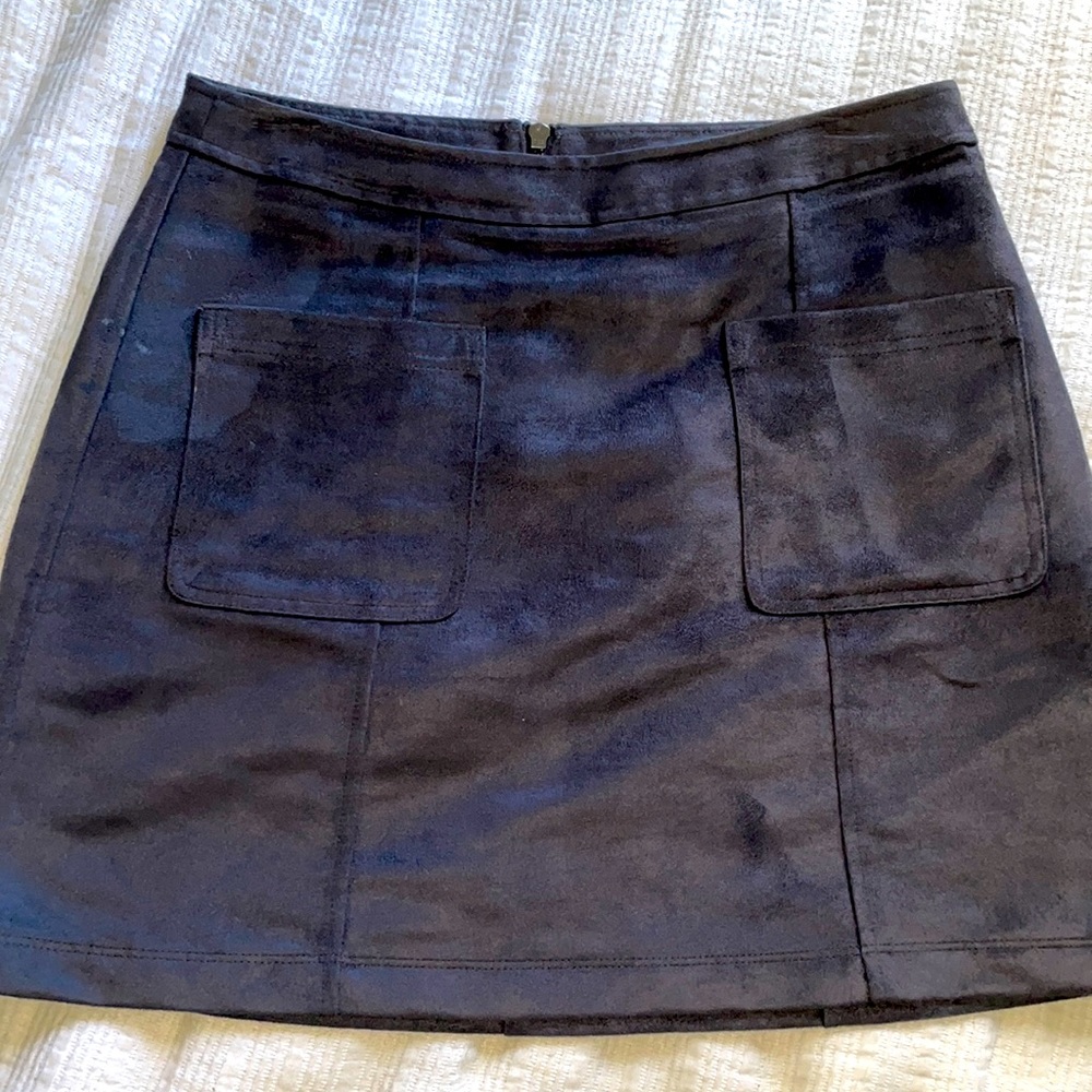 Grey suede A-line mini